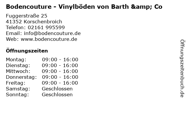 Bodencouture - Vinylböden von Barth & Co in Korschenbroich: Adresse und Öffnungszeiten