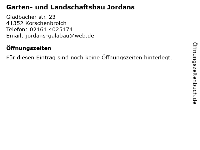 Garten- und Landschaftsbau Jordans in Korschenbroich: Adresse und Öffnungszeiten