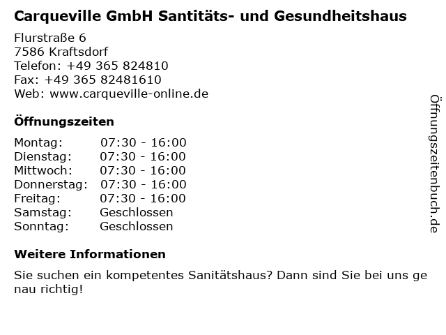 Carqueville GmbH Santitäts- und Gesundheitshaus in Kraftsdorf: Adresse und Öffnungszeiten