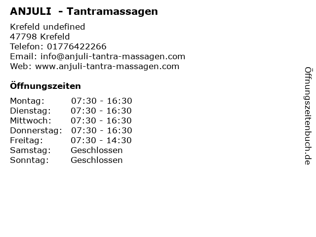 ANJULI  - Tantramassagen in Krefeld: Adresse und Öffnungszeiten