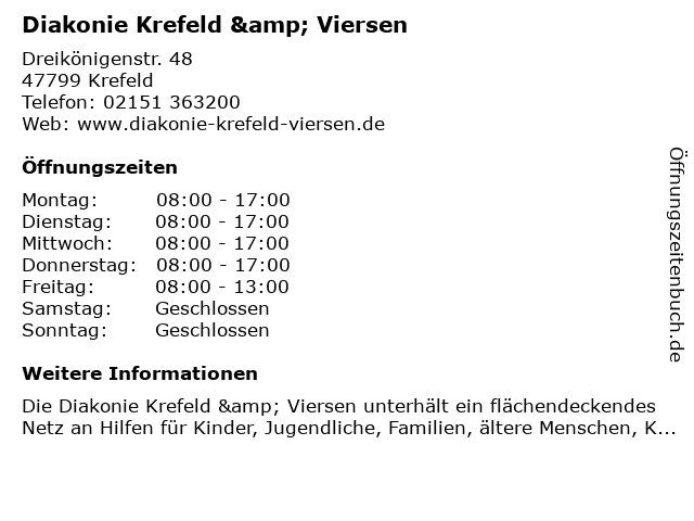 Diakonie Krefeld & Viersen in Krefeld: Adresse und Öffnungszeiten