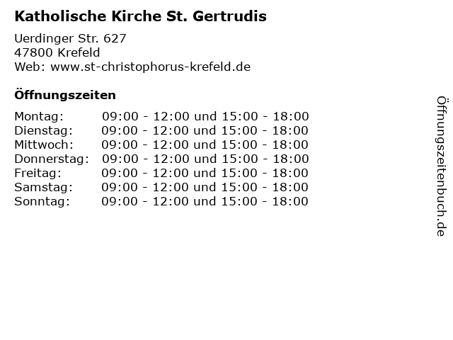 Katholische Kirche St. Gertrudis in Krefeld: Adresse und Öffnungszeiten
