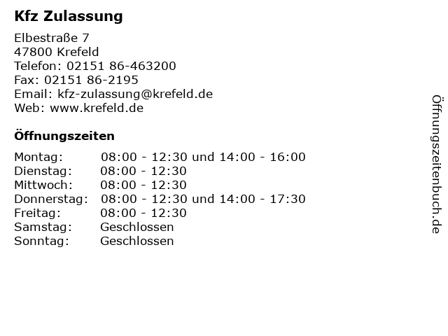 Kfz Zulassung in Krefeld: Adresse und Öffnungszeiten