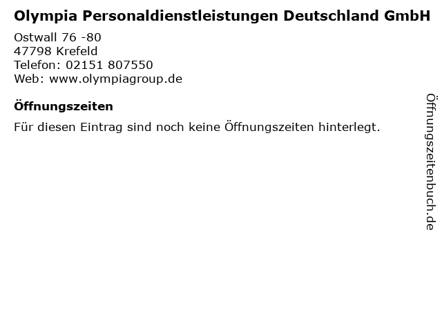 Olympia Personaldienstleistungen Deutschland GmbH in Krefeld: Adresse und Öffnungszeiten