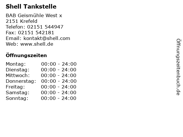 Shell Tankstelle in Krefeld: Adresse und Öffnungszeiten