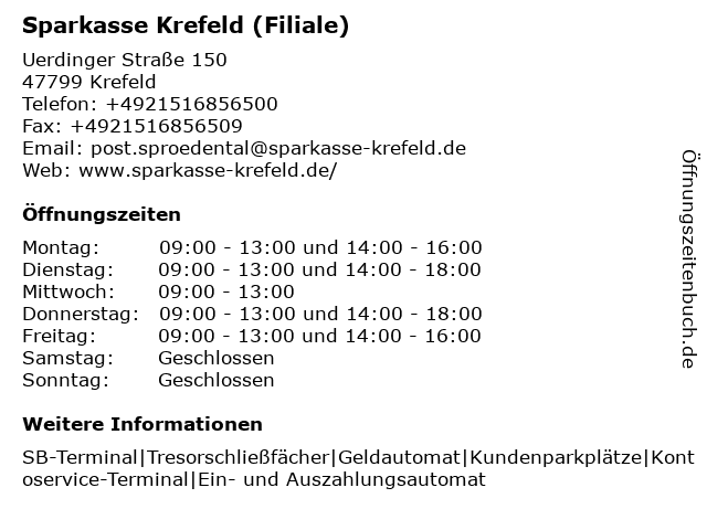 ᐅ Offnungszeiten Sparkasse Krefeld Uerdinger Strasse 150 In Krefeld