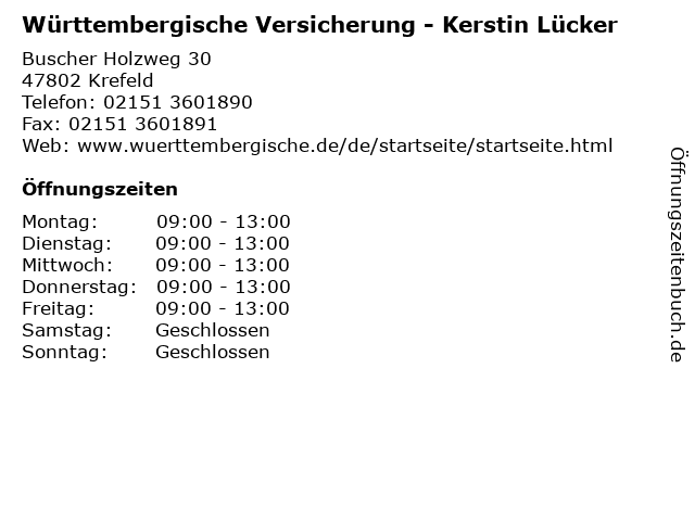 Württembergische Versicherung - Kerstin Lücker in Krefeld: Adresse und Öffnungszeiten