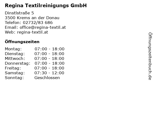 Regina Textilreinigungs GmbH in Krems an der Donau: Adresse und Öffnungszeiten