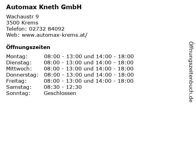 Automax Kneth GmbH in Krems: Adresse und Öffnungszeiten