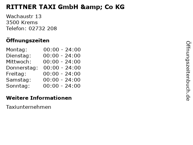 RITTNER TAXI GmbH & Co KG in Krems: Adresse und Öffnungszeiten