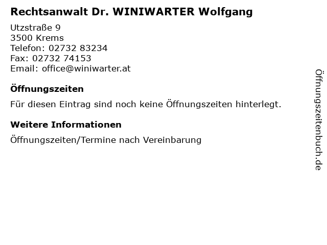 Rechtsanwalt Dr. WINIWARTER Wolfgang in Krems: Adresse und Öffnungszeiten