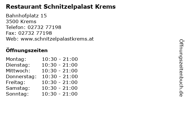 Restaurant Schnitzelpalast Krems in Krems: Adresse und Öffnungszeiten