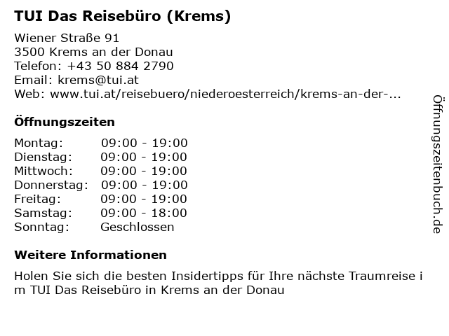 TUI Das Reisebüro in Krems: Adresse und Öffnungszeiten