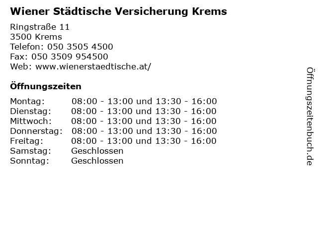 Wiener Städtische Versicherung Krems in Krems: Adresse und Öffnungszeiten