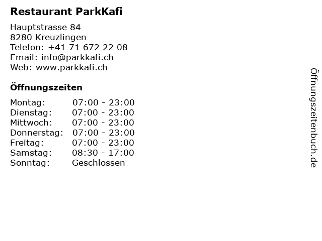 Restaurant ParkKafi in Kreuzlingen: Adresse und Öffnungszeiten