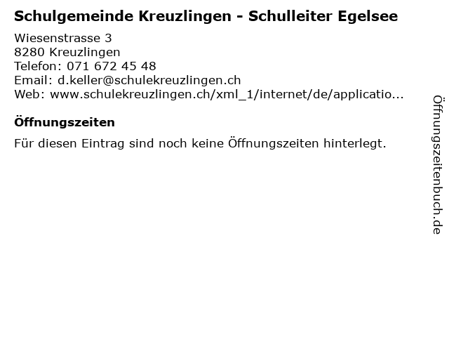 Schulgemeinde Kreuzlingen - Schulleiter Egelsee in Kreuzlingen: Adresse und Öffnungszeiten