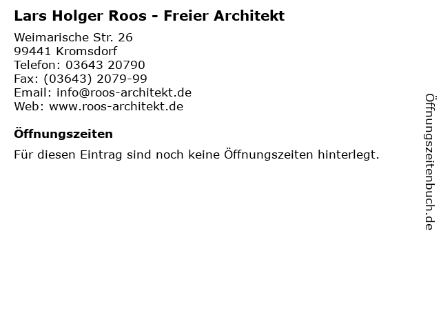 Lars Holger Roos - Freier Architekt in Kromsdorf: Adresse und Öffnungszeiten