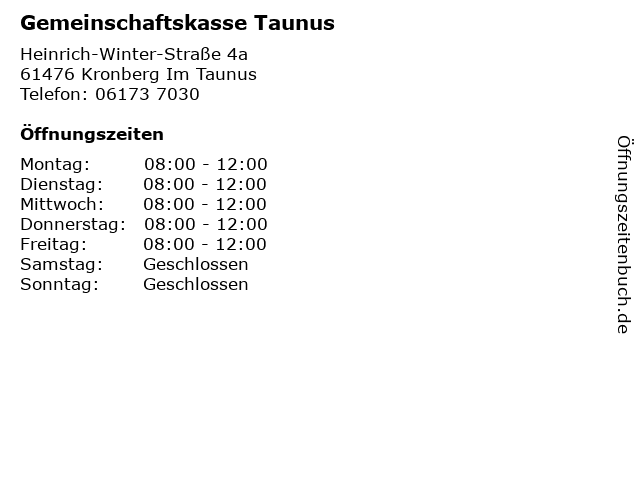 Gemeinschaftskasse Taunus in Kronberg Im Taunus: Adresse und Öffnungszeiten