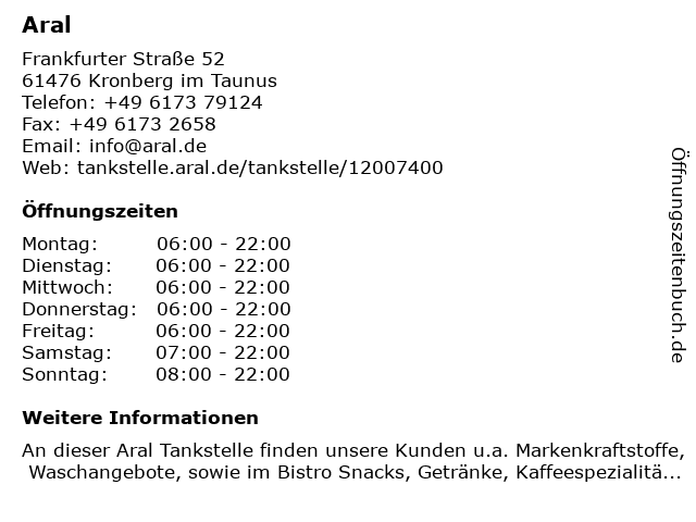 Aral in Kronberg im Taunus: Adresse und Öffnungszeiten