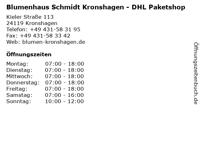 Blumenhaus Schmidt Kronshagen - DHL Paketshop in Kronshagen: Adresse und Öffnungszeiten