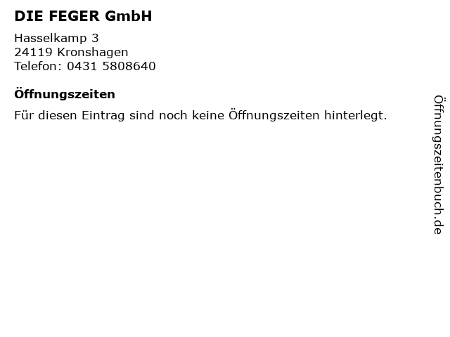 DIE FEGER GmbH in Kronshagen: Adresse und Öffnungszeiten