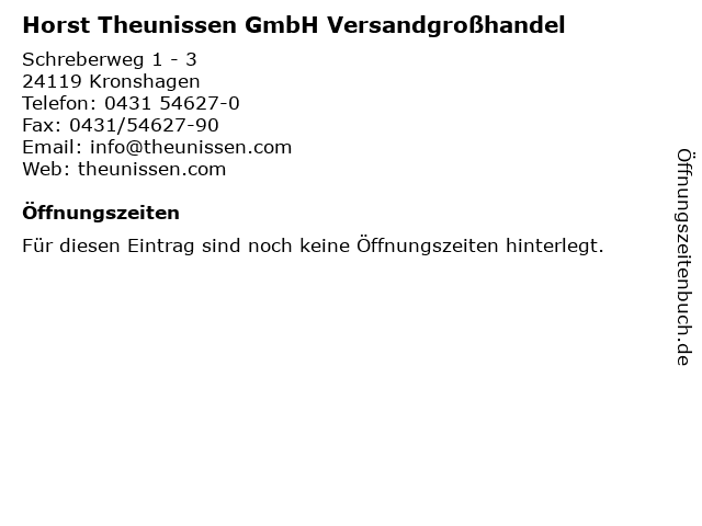 Horst Theunissen GmbH Versandgroßhandel in Kronshagen: Adresse und Öffnungszeiten