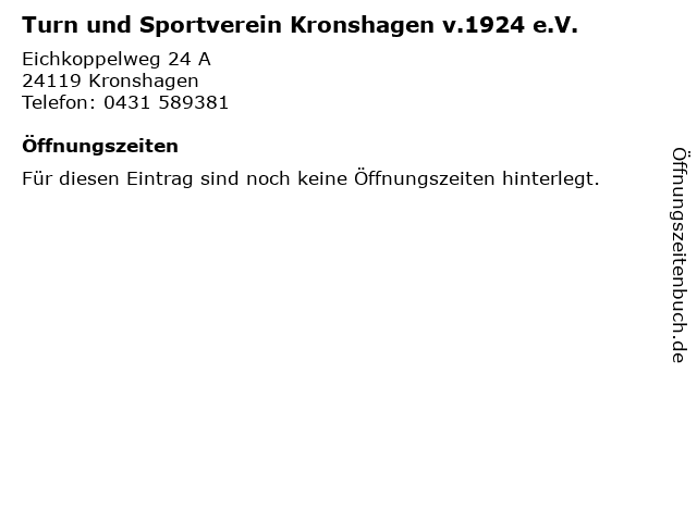 Turn und Sportverein Kronshagen v.1924 e.V. in Kronshagen: Adresse und Öffnungszeiten