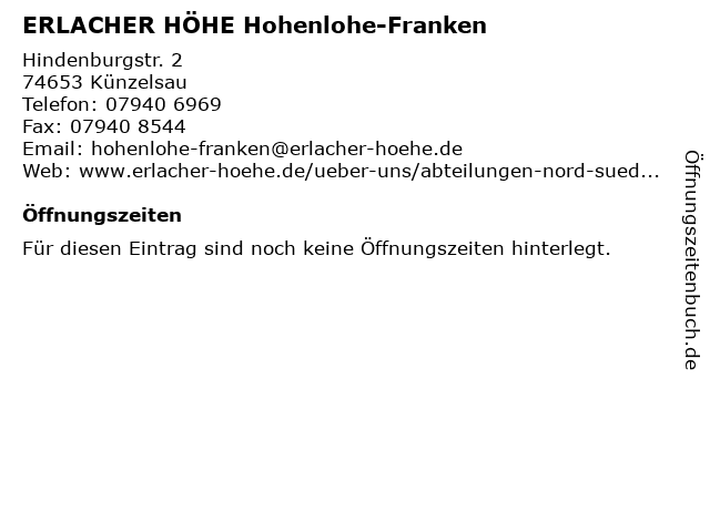 ERLACHER HÖHE Hohenlohe-Franken in Künzelsau: Adresse und Öffnungszeiten