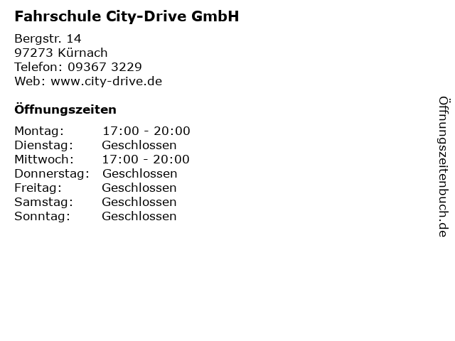 Fahrschule City-Drive GmbH in Kürnach: Adresse und Öffnungszeiten