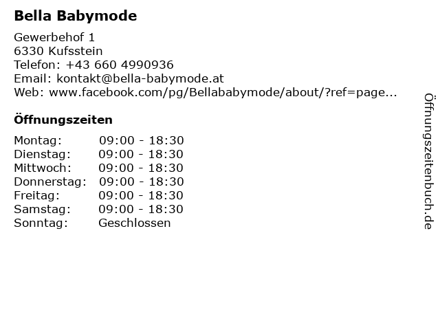 Bella Babymode in Kufsstein: Adresse und Öffnungszeiten