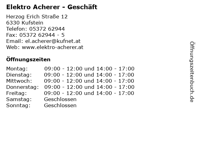 Elektro Acherer - Geschäft in Kufstein: Adresse und Öffnungszeiten