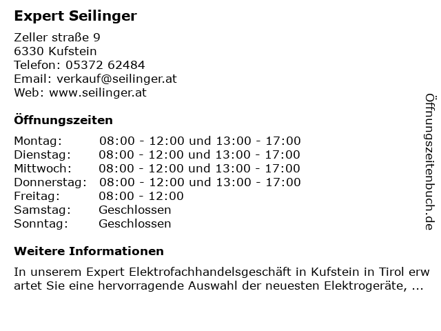 Expert Seilinger in Kufstein: Adresse und Öffnungszeiten