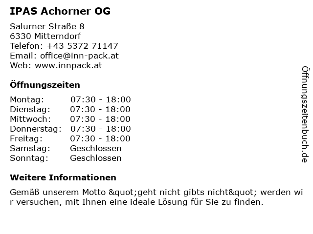 INN-PACK Achorner & Bauer OG in Kufstein: Adresse und Öffnungszeiten