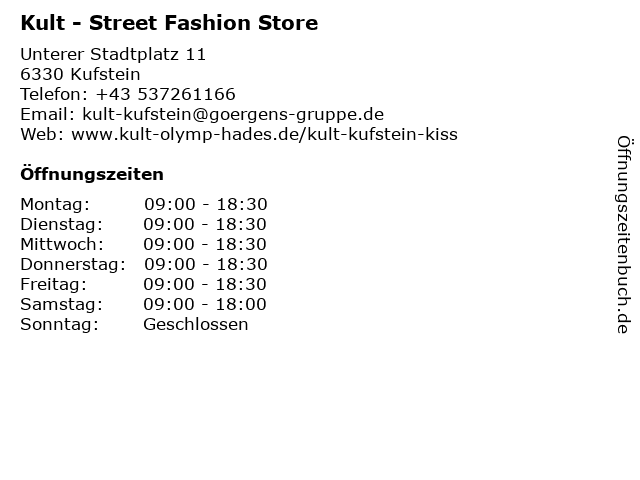Kult - Street Fashion Store in Kufstein: Adresse und Öffnungszeiten