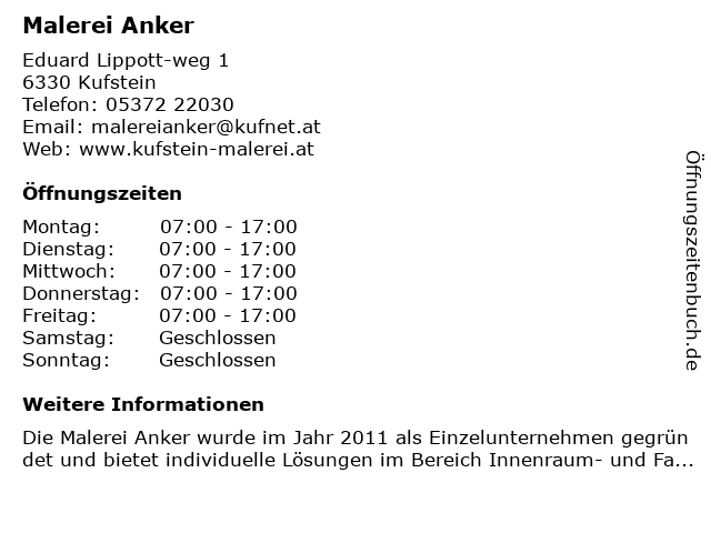 Malerei Anker in Kufstein: Adresse und Öffnungszeiten