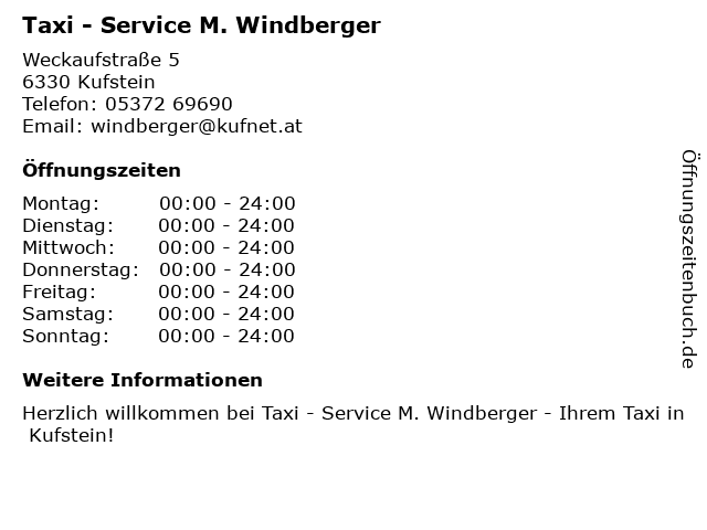 Taxi - Service M. Windberger in Kufstein: Adresse und Öffnungszeiten