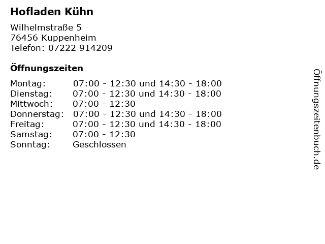 Hofladen Kühn in Kuppenheim: Adresse und Öffnungszeiten