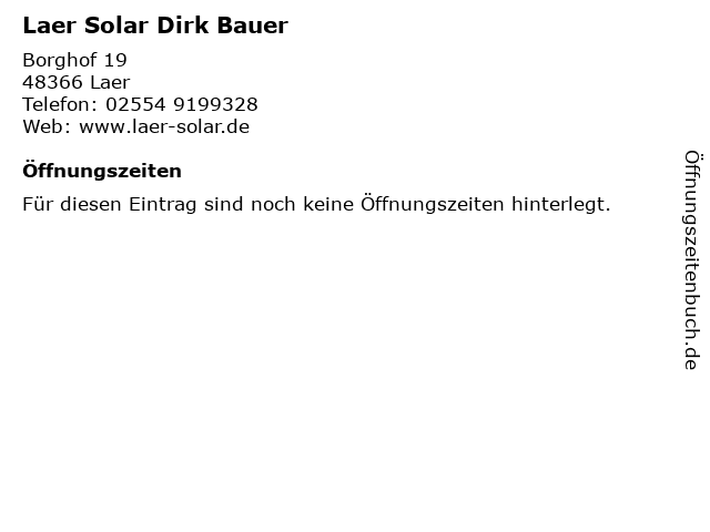 Laer Solar Dirk Bauer in Laer: Adresse und Öffnungszeiten
