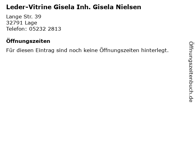Leder-Vitrine Gisela Inh. Gisela Nielsen in Lage: Adresse und Öffnungszeiten