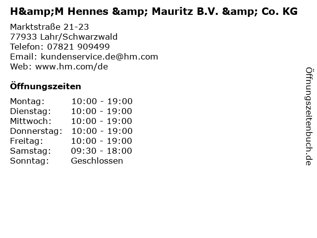 H&M Hennes & Mauritz B.V. & Co. KG in Lahr/Schwarzwald: Adresse und Öffnungszeiten