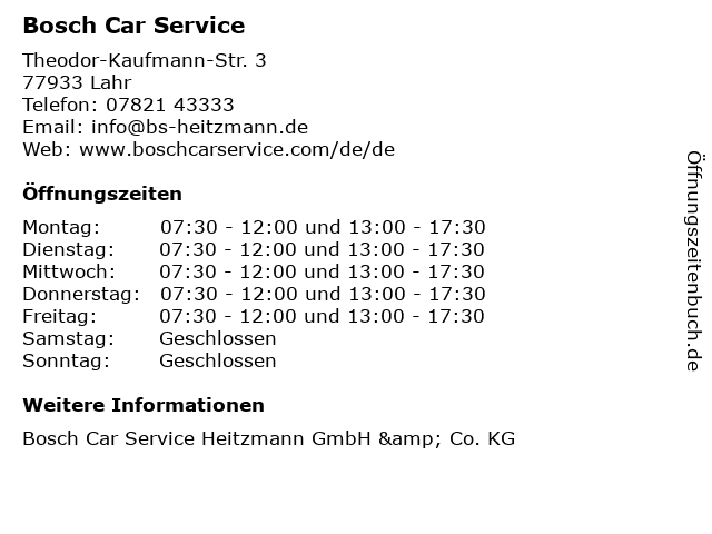 Bosch Car Service in Lahr: Adresse und Öffnungszeiten