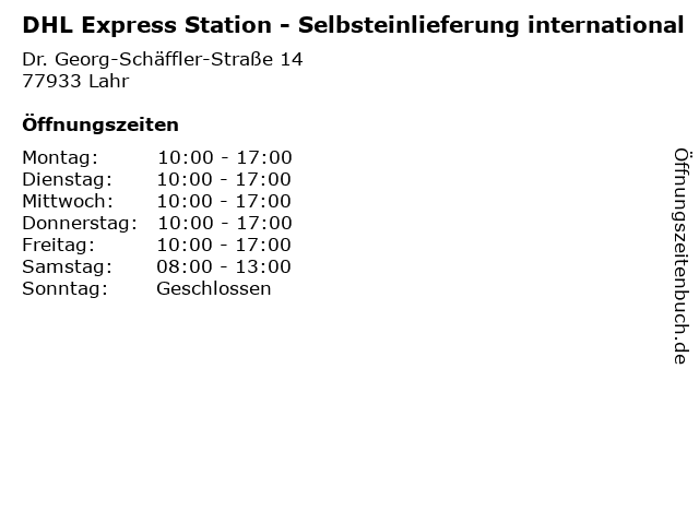 DHL Express Station - Selbsteinlieferung international in Lahr: Adresse und Öffnungszeiten