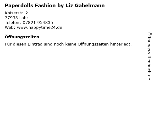 Paperdolls Fashion by Liz Gabelmann in Lahr: Adresse und Öffnungszeiten