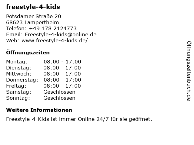 freestyle-4-kids in Lampertheim: Adresse und Öffnungszeiten
