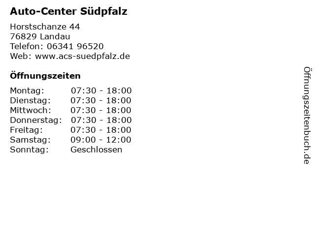 Auto-Center Südpfalz in Landau: Adresse und Öffnungszeiten