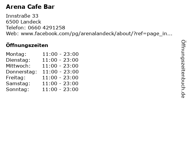Arena Cafe Bar in Landeck: Adresse und Öffnungszeiten