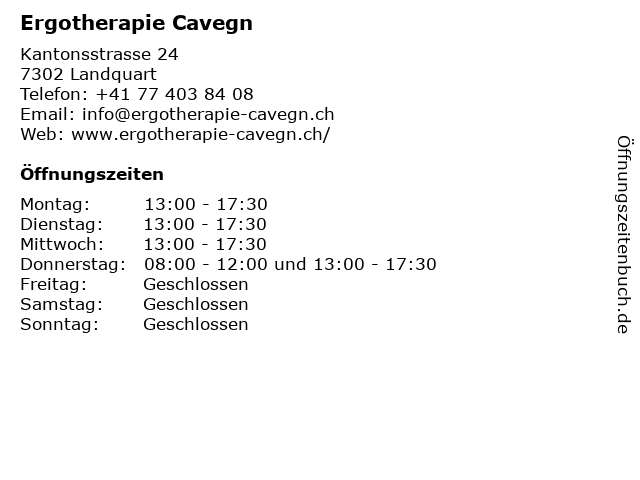 Ergotherapie Cavegn in Landquart: Adresse und Öffnungszeiten