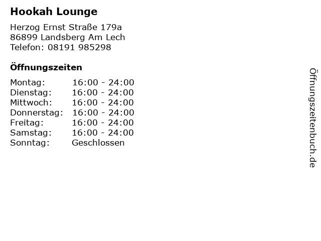 Hookah Lounge in Landsberg Am Lech: Adresse und Öffnungszeiten