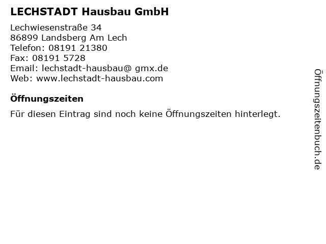 LECHSTADT Hausbau GmbH in Landsberg Am Lech: Adresse und Öffnungszeiten