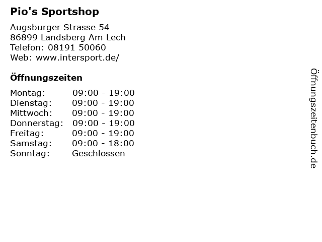 Pio's Sportshop in Landsberg Am Lech: Adresse und Öffnungszeiten